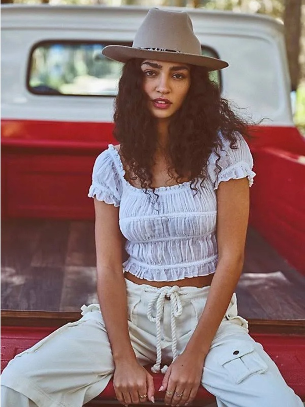 Free People One Cheri Top SZ XS 100% Cotton White